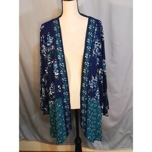 Pioneer Woman Blue Floral Lightweight Kimono XXL/XXXL